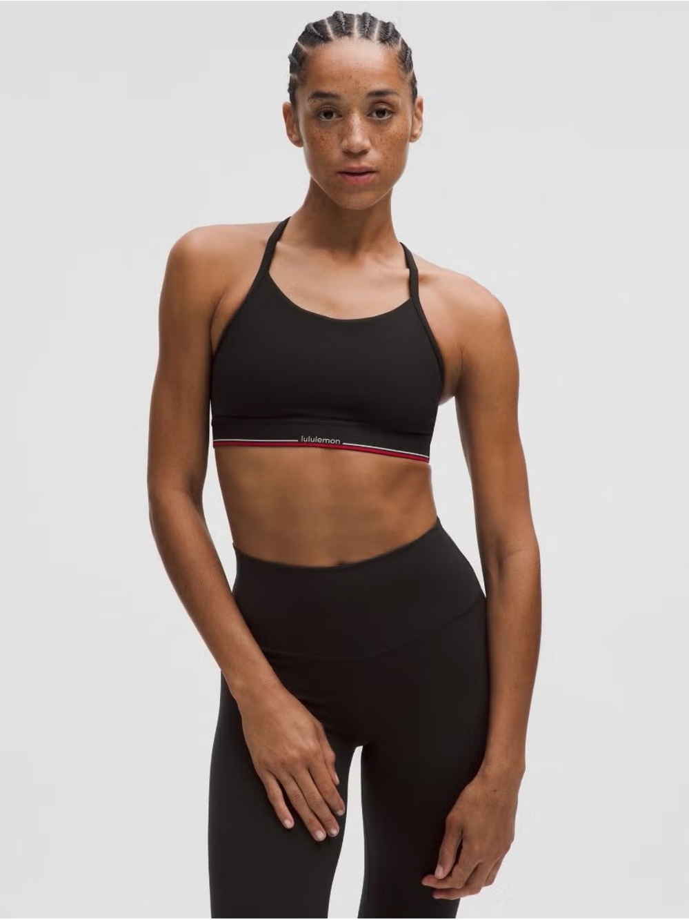 Lululemon Flow Y Mid-Support Bra Logo B/C Cup, Size 4